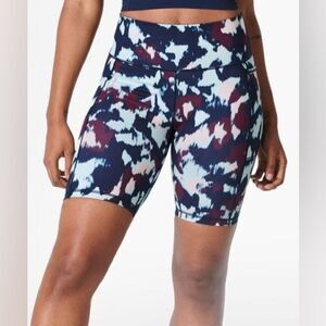 Sweaty Betty Navy, Light Blue & Burgundy Athletic Bike Shorts